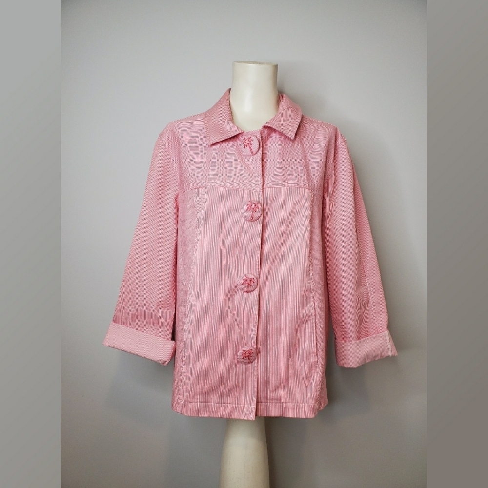 Hearts of Palm Red and White Pin Stripe Jacket